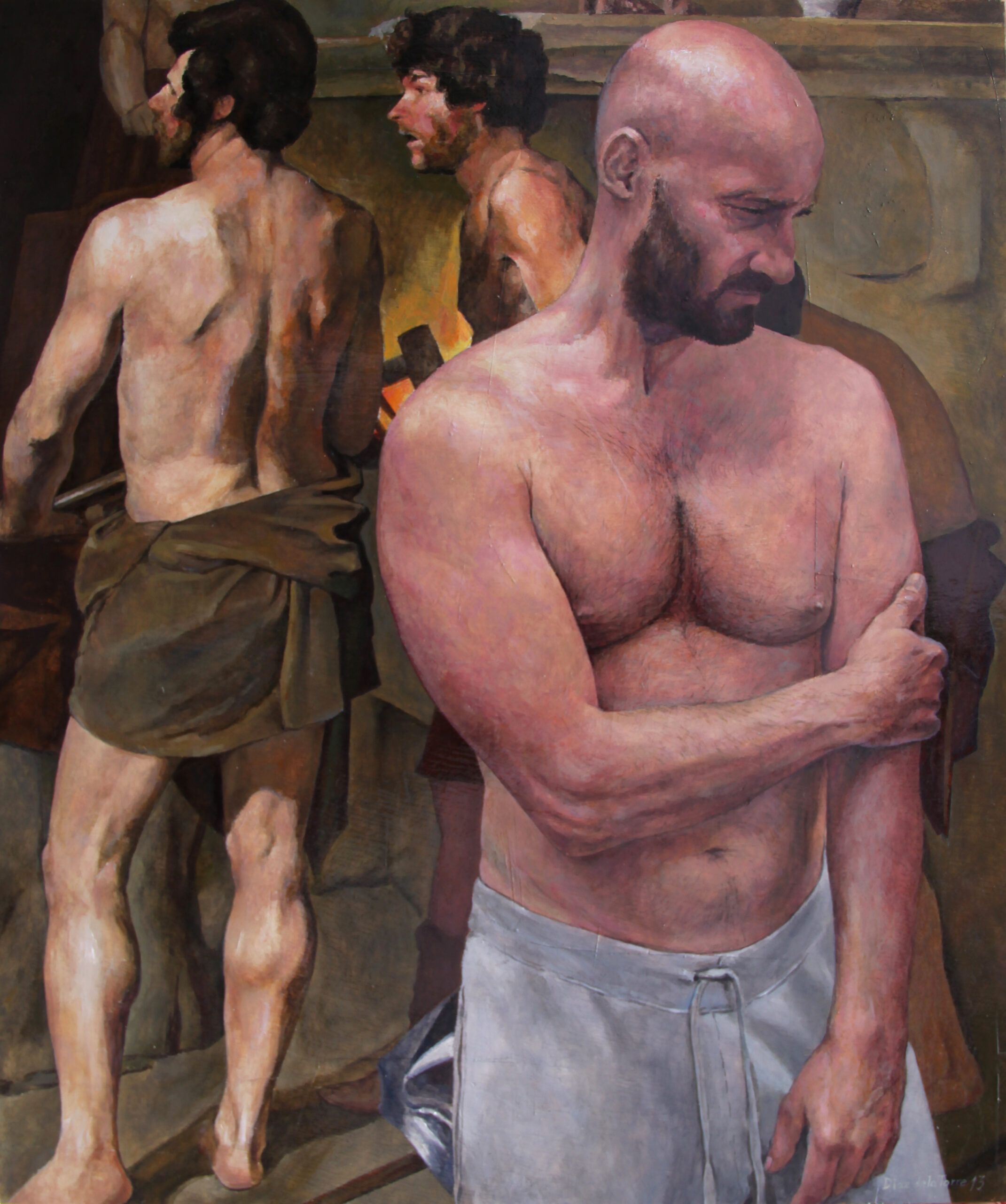 “Eco en el escaparate"<br />
Óleo/tabla 39×39 (2019)