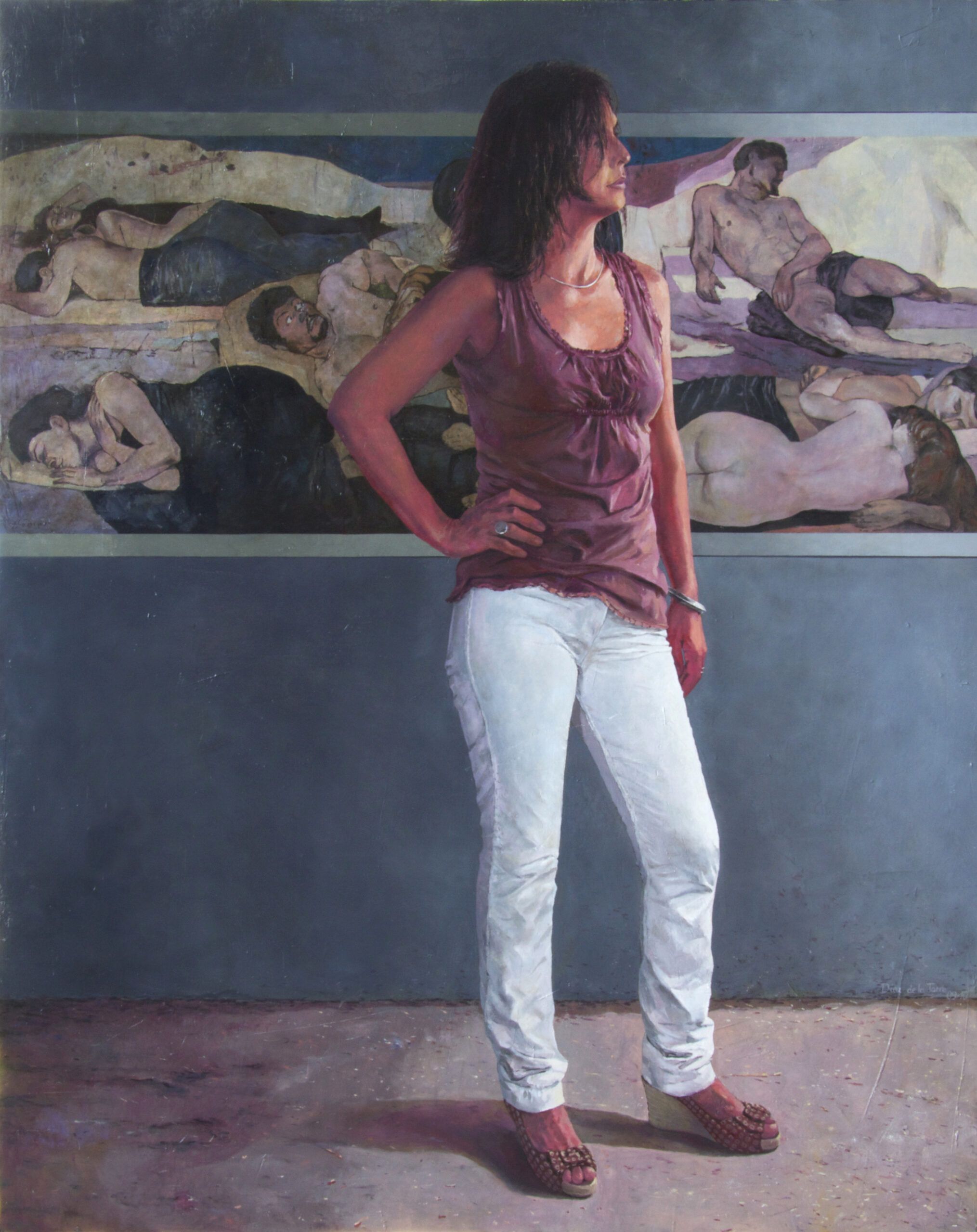 “Eco en el escaparate"<br />
Óleo/tabla 39×39 (2019)