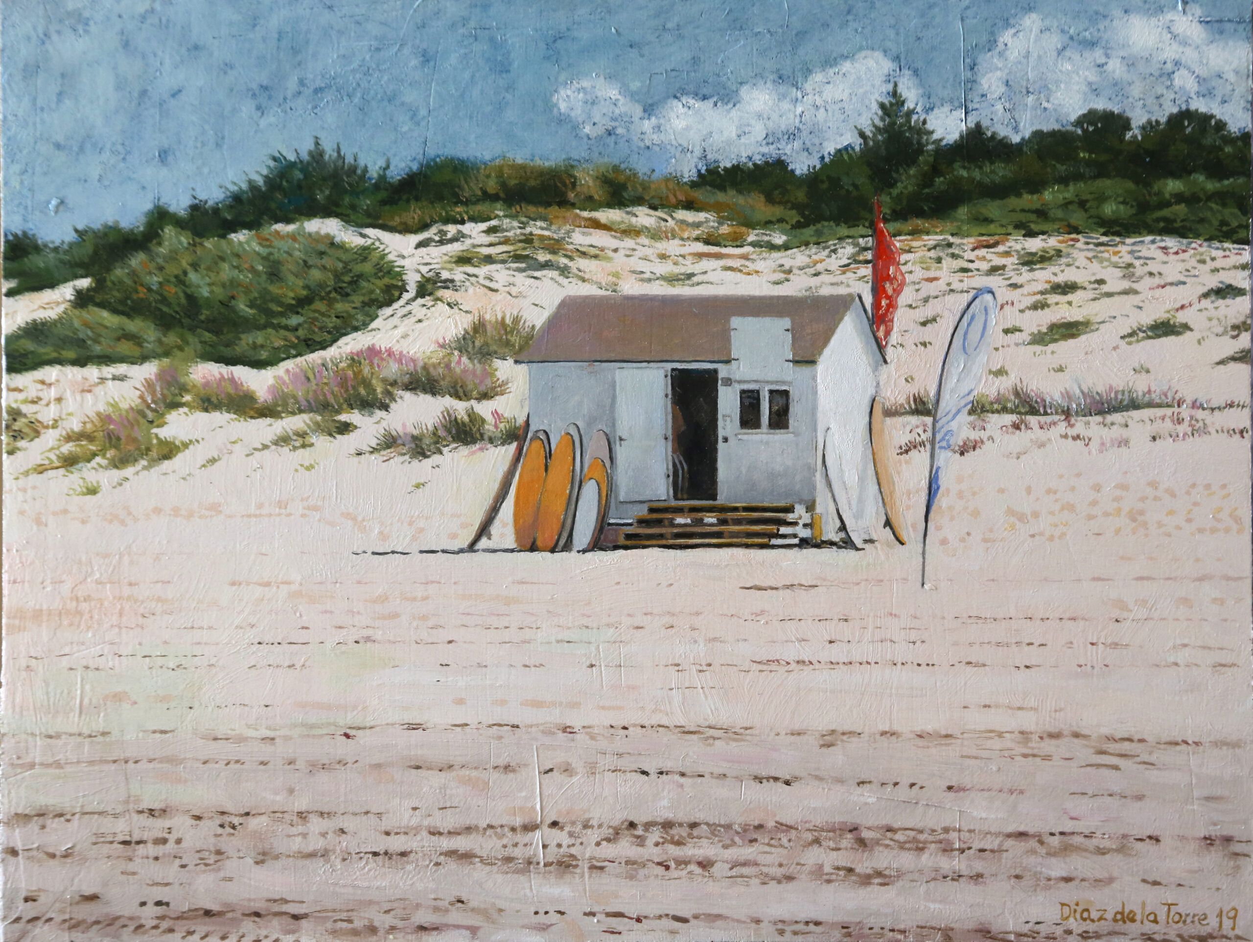 “Eco en el escaparate"<br />
Óleo/tabla 39×39 (2019)