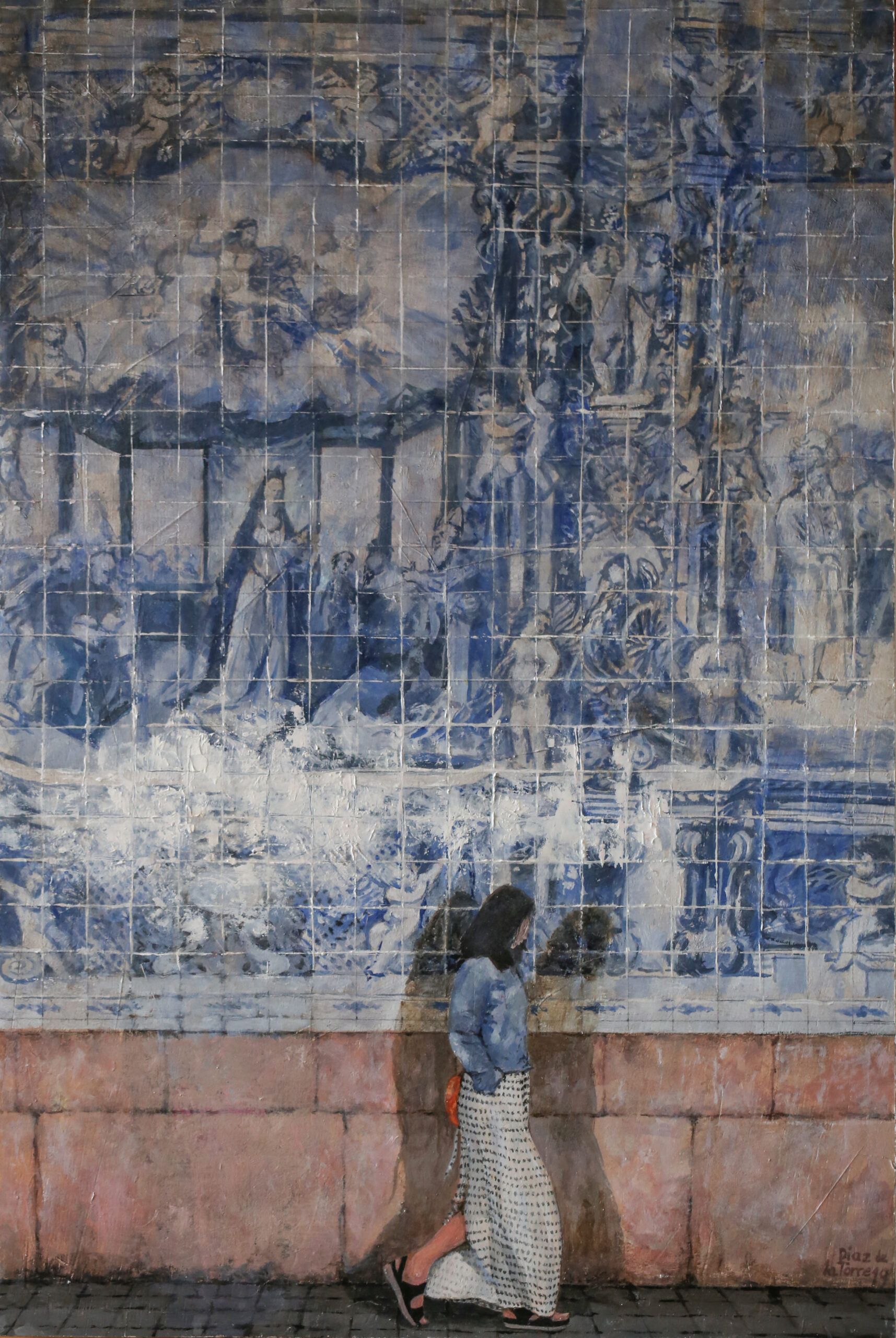 “Eco en el escaparate"<br />
Óleo/tabla 39×39 (2019)