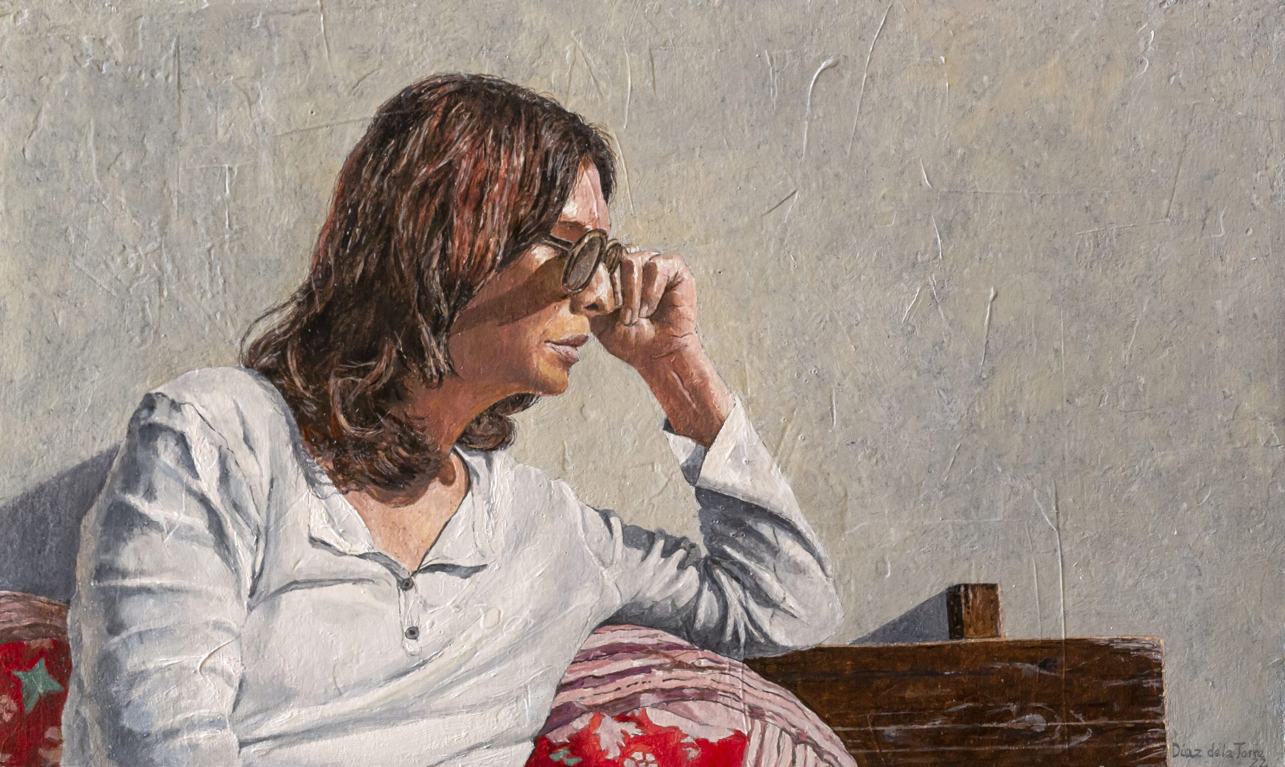 “Eco en el escaparate"<br />
Óleo/tabla 39×39 (2019)