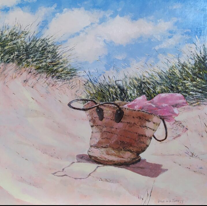 “Eco en el escaparate"<br />
Óleo/tabla 39×39 (2019)